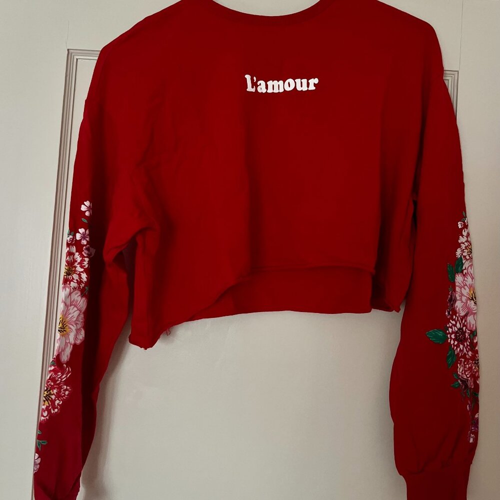 H&M Red Cropped Long Sleeve
